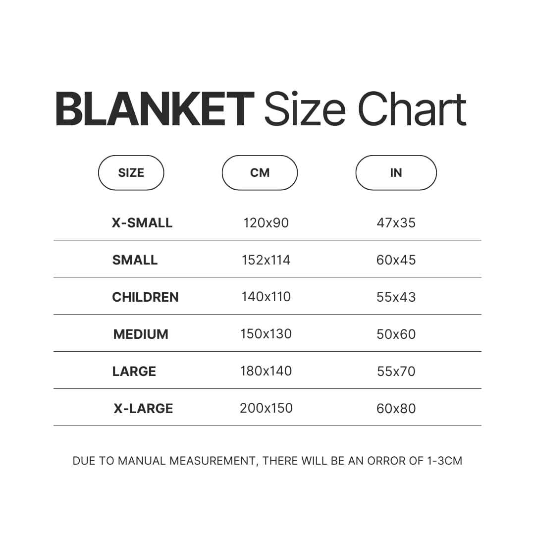 Blanket Size Chart - Subtronics Merch