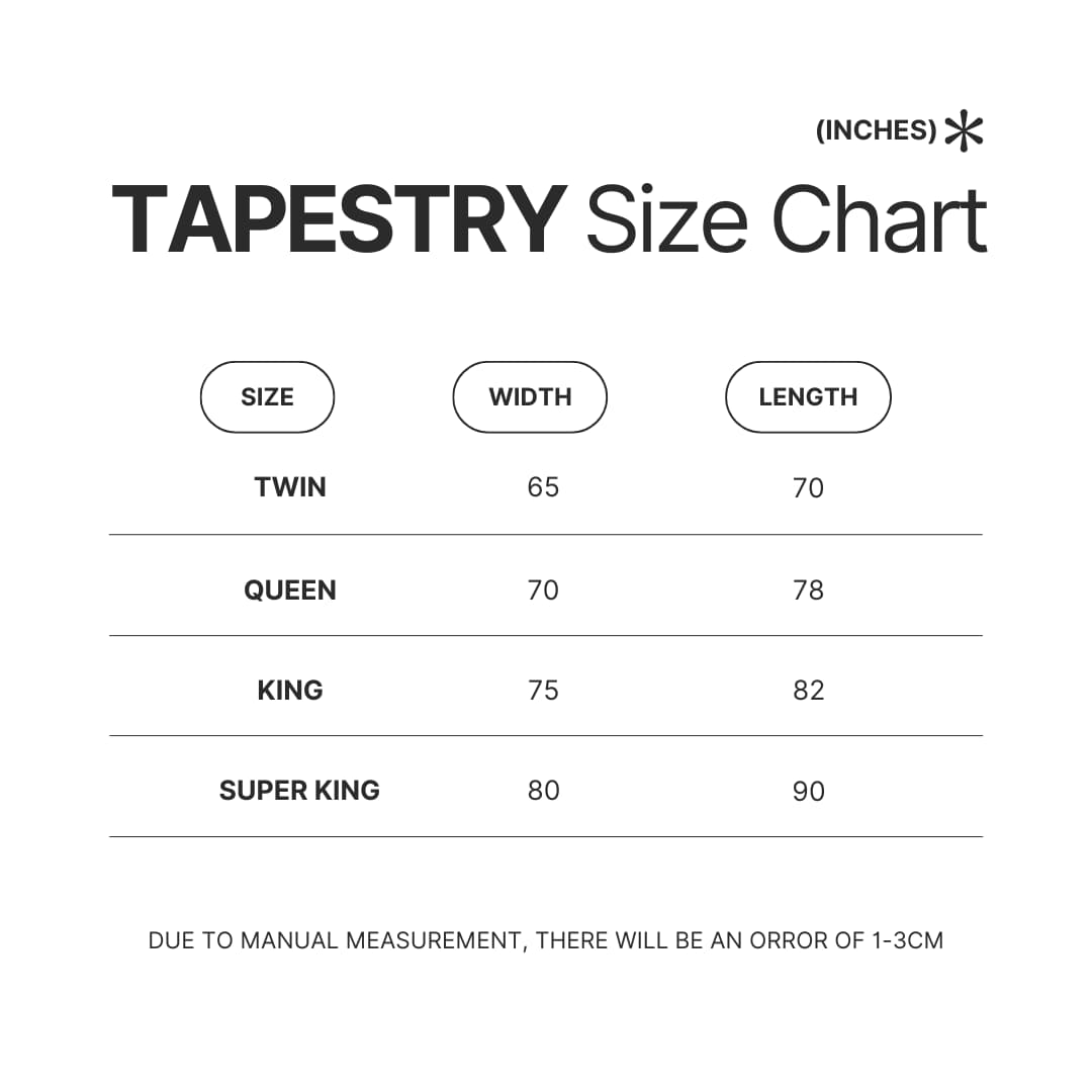 Tapestry Size Chart - Subtronics Merch